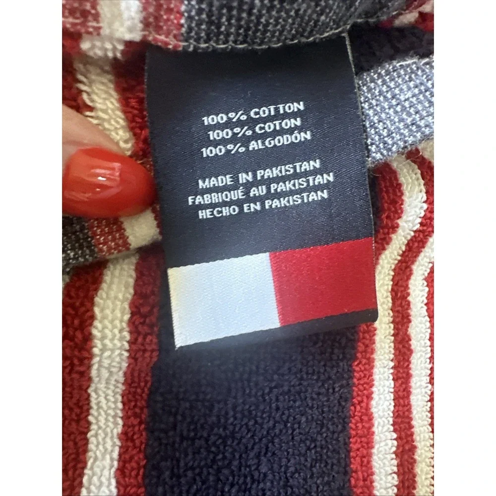 Tommy Hilfiger Stripe, Red, White Navy Hand Towel Cotton 16